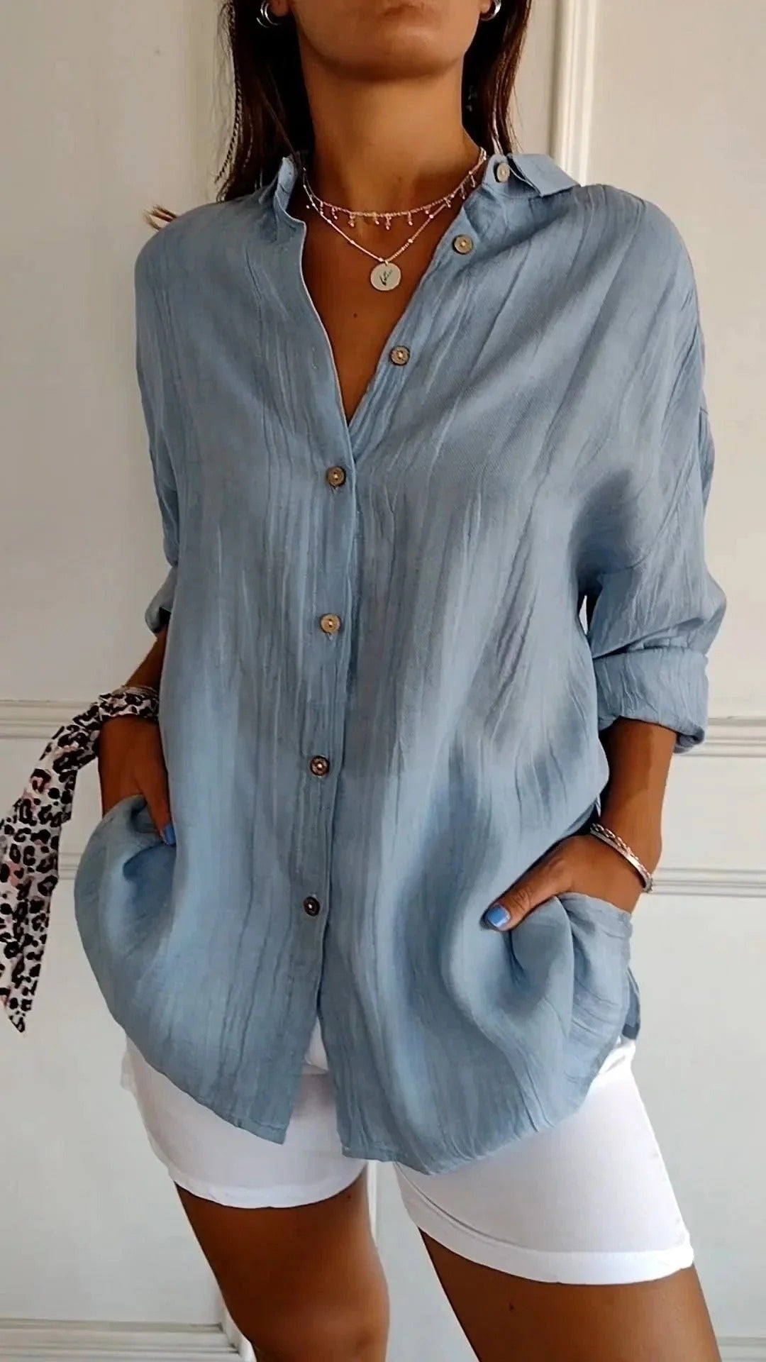 Bluse mit Knopfleiste | Langarm Damen