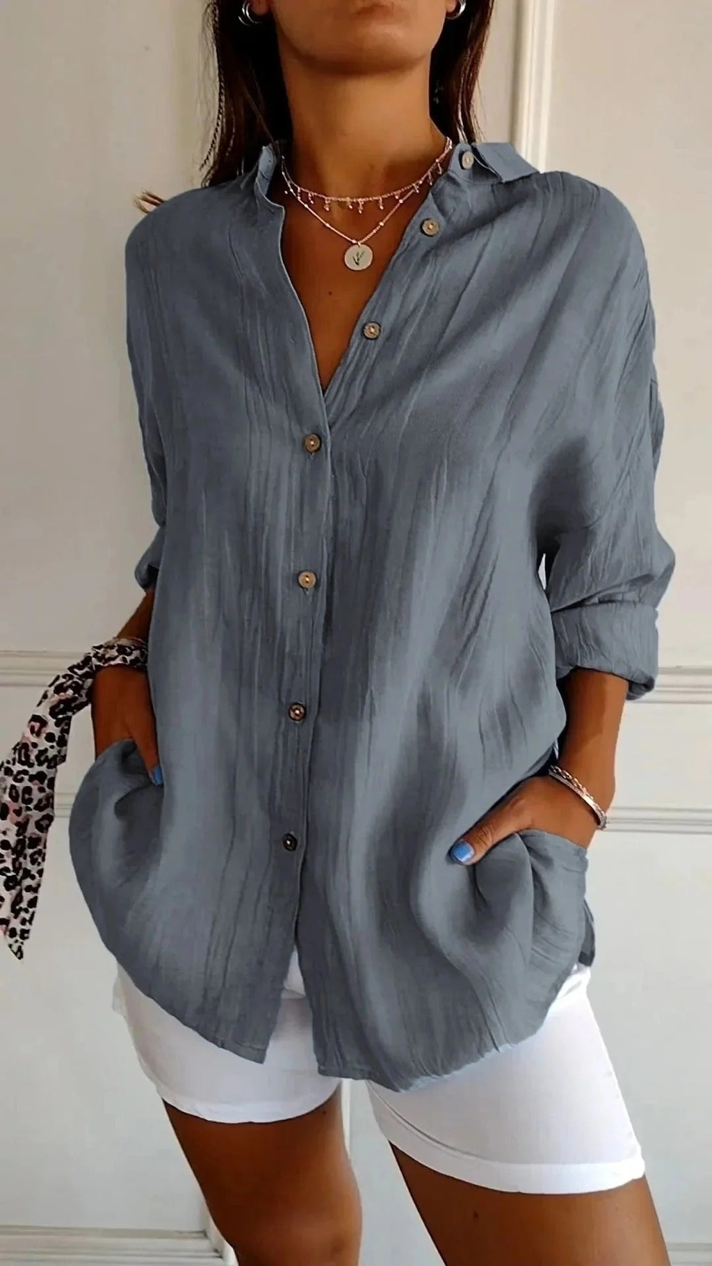Bluse mit Knopfleiste | Langarm Damen