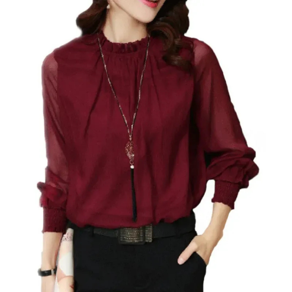 Brigitte | Damen Langarm Bluse Mit Rüschen