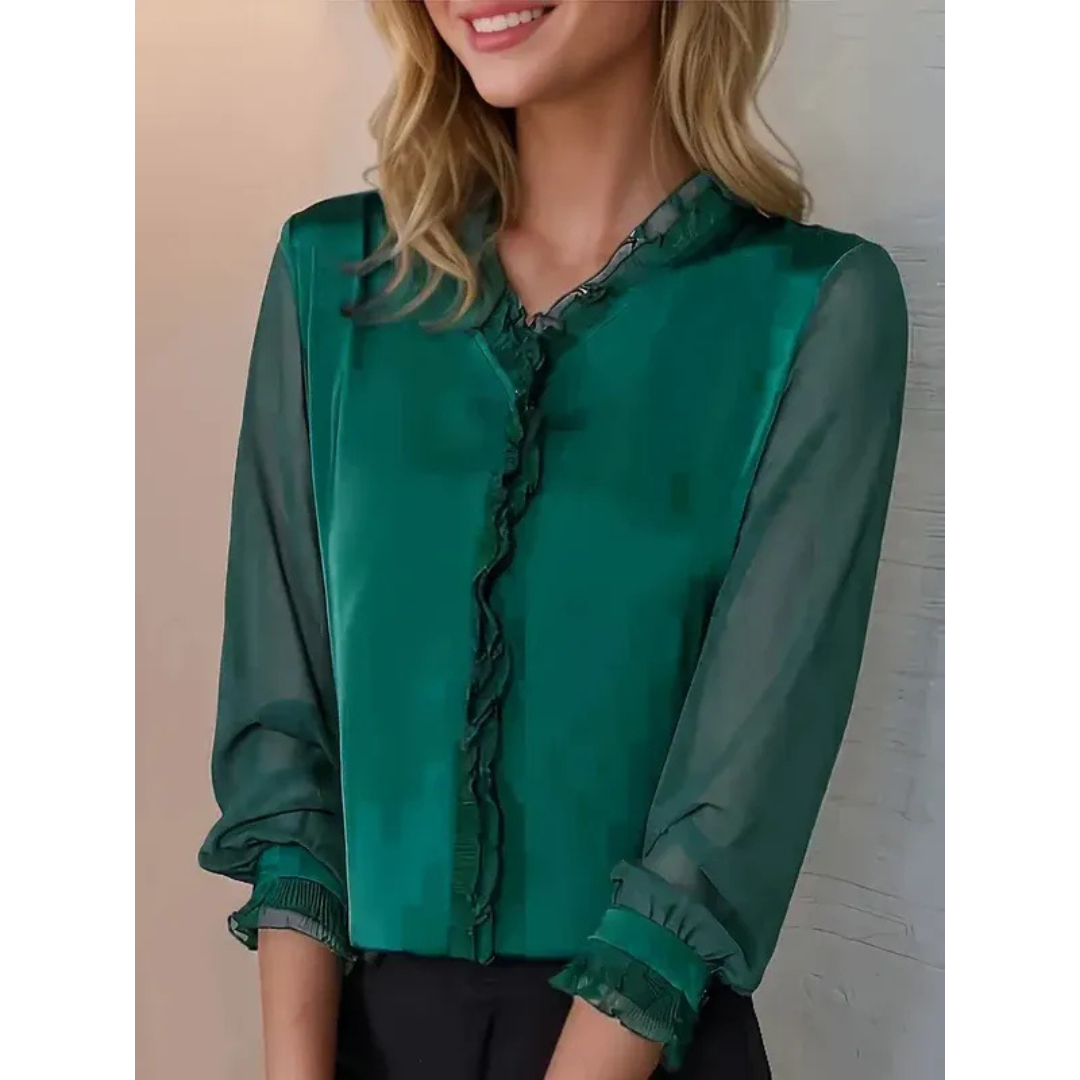 Brigitte | Damen Langarm Bluse Mit Rüschen
