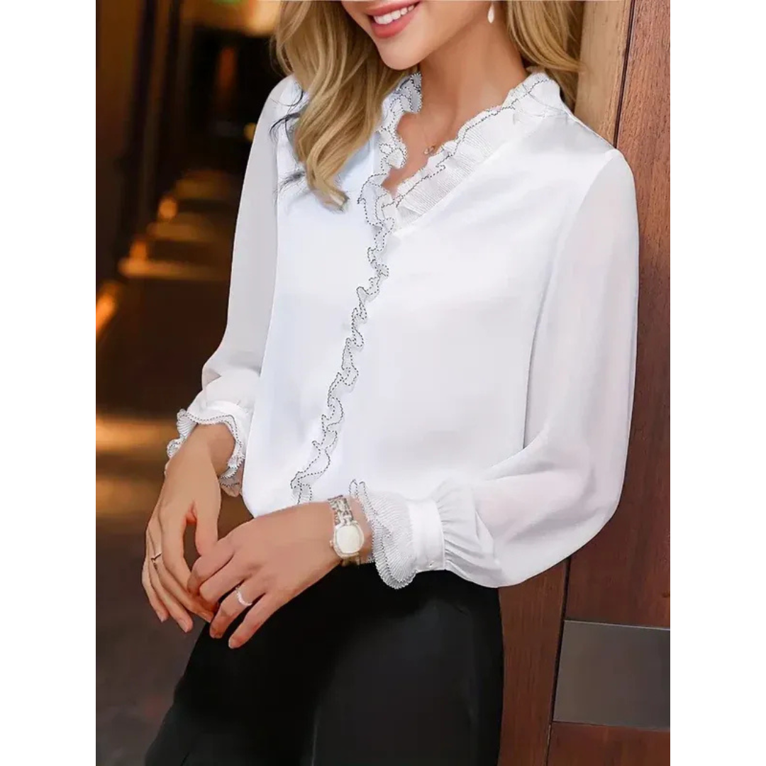 Brigitte | Damen Langarm Bluse Mit Rüschen