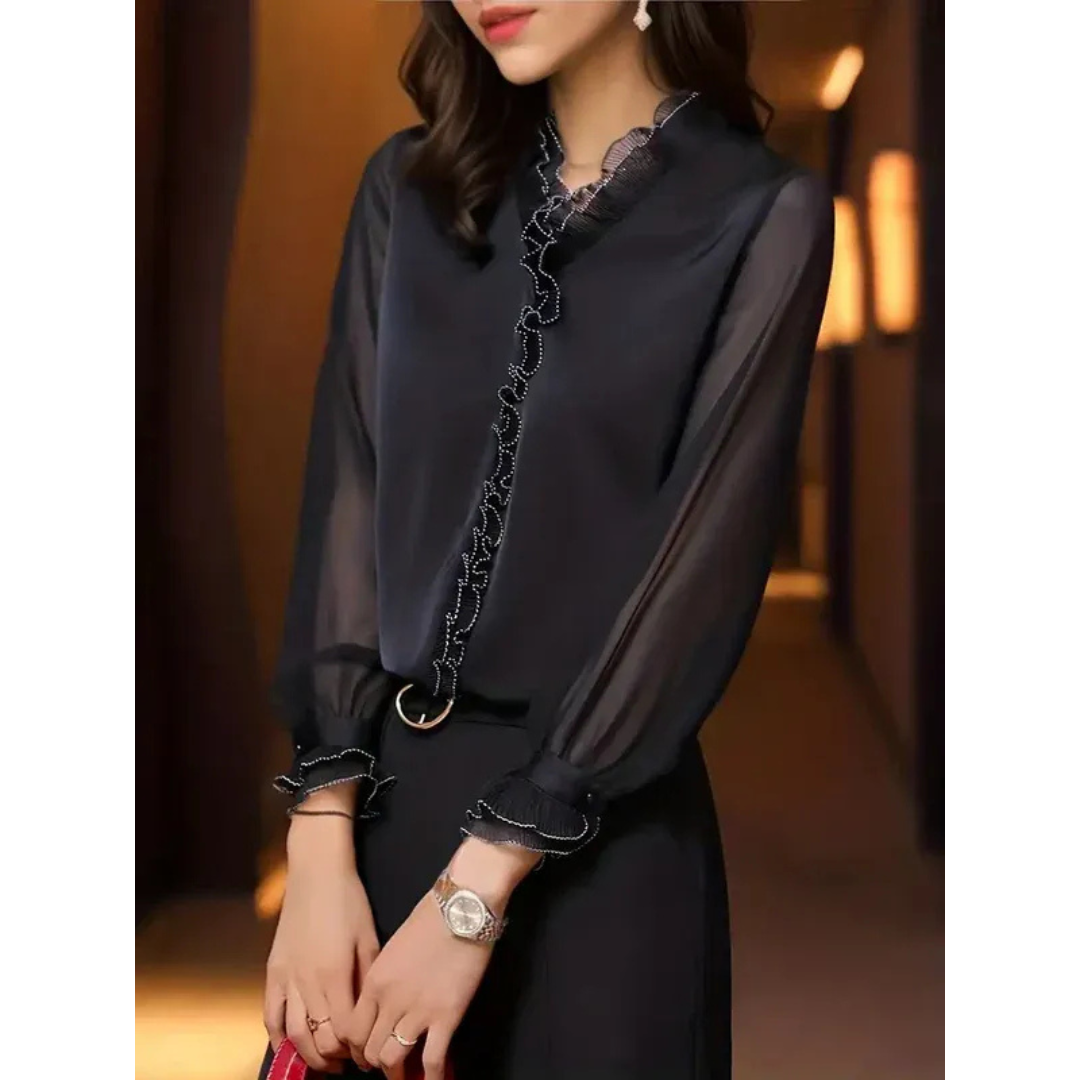 Brigitte | Damen Langarm Bluse Mit Rüschen