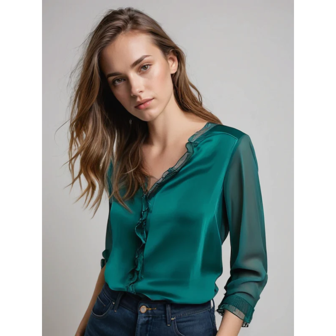 Brigitte | Damen Langarm Bluse Mit Rüschen