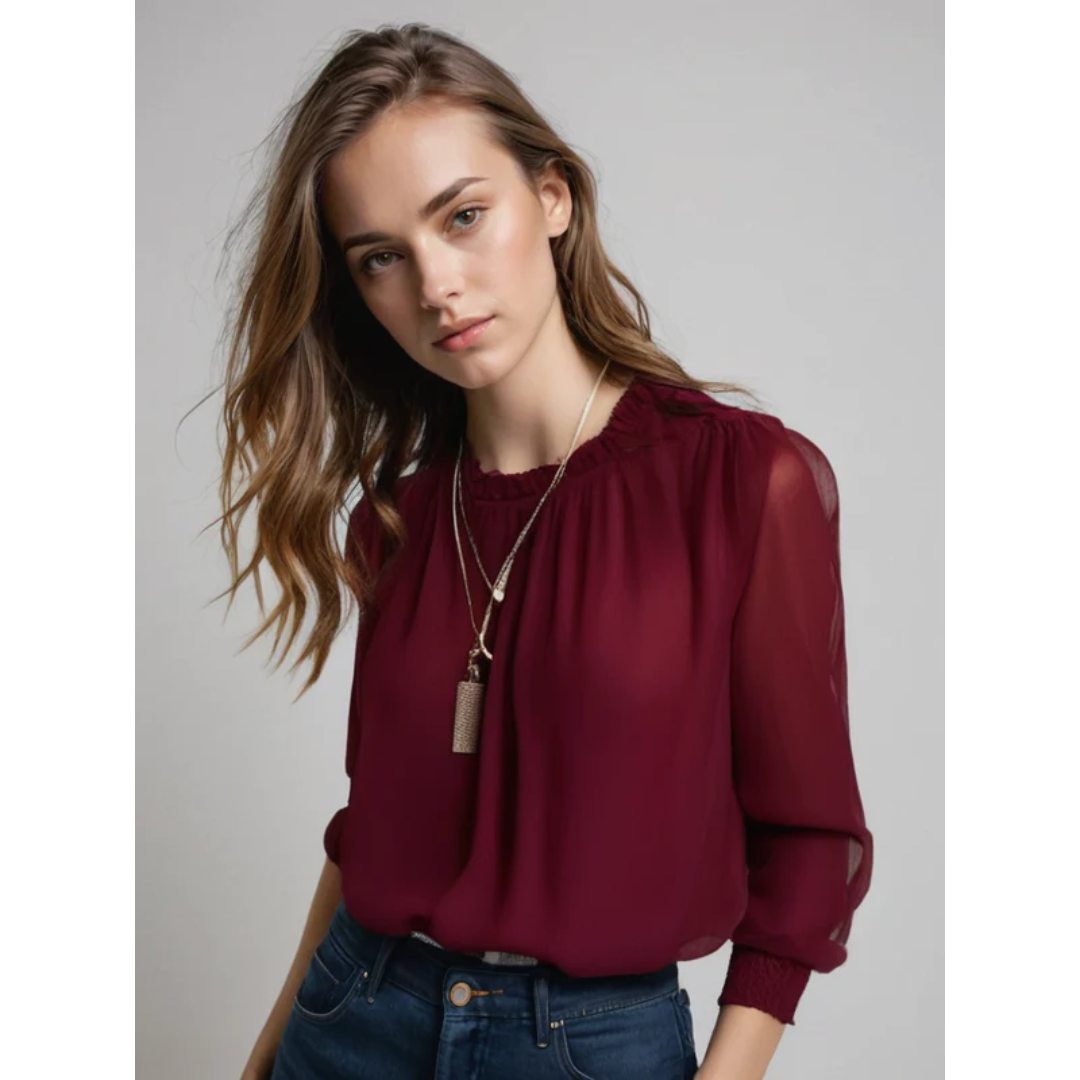 Brigitte | Damen Langarm Bluse Mit Rüschen
