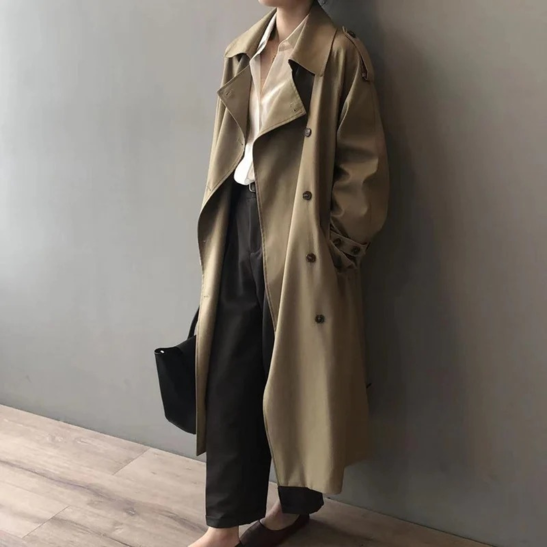 Brigitte | Damen Modern Trench Coat mit Langem Schnitt