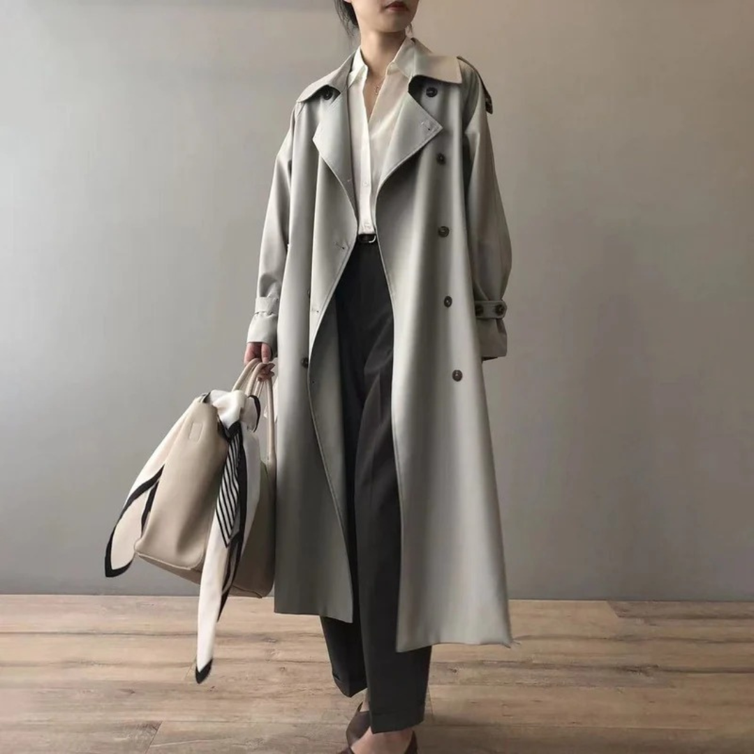 Brigitte | Damen Modern Trench Coat mit Langem Schnitt