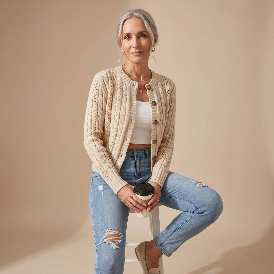 Britta | Damen Strickjacke mit Knöpfen