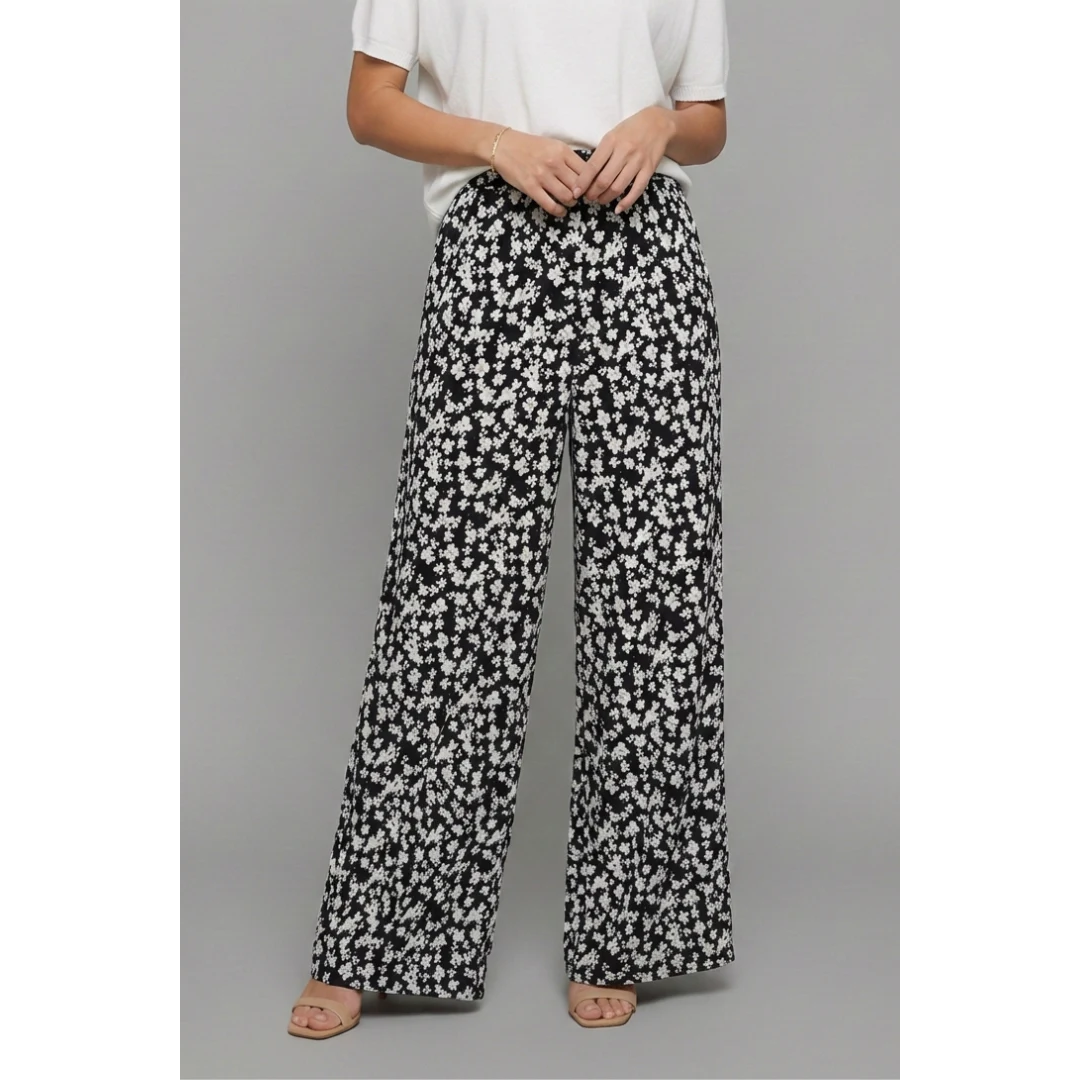 Lilly | Damen Palazzo Hose Mit Blumenmuster Für Alltag