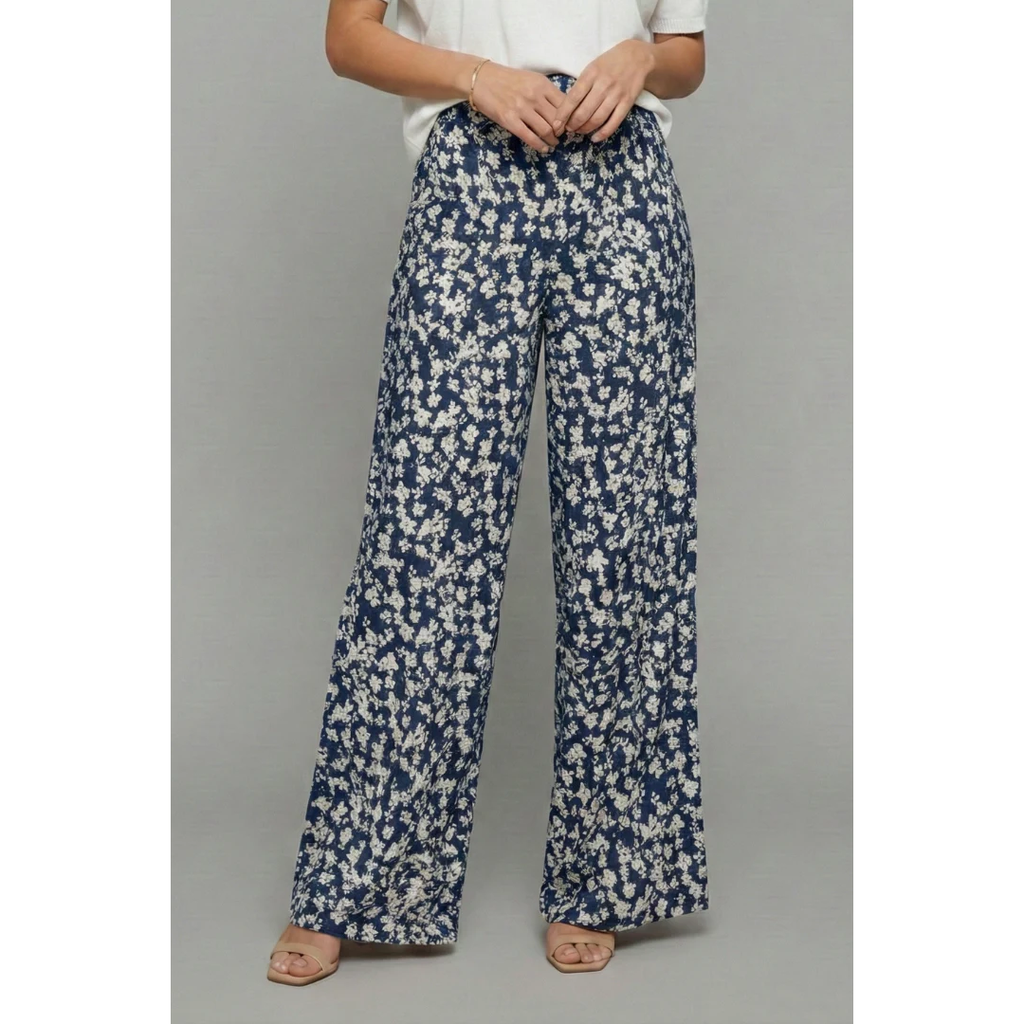 Lilly | Damen Palazzo Hose Mit Blumenmuster Für Alltag