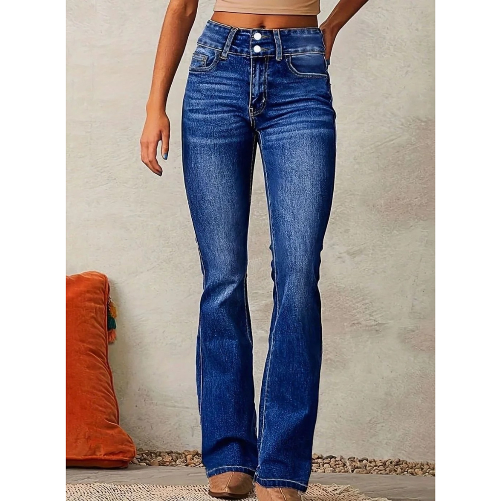 Camille | Damen Jeans mit Hoher Taille und Schlag Schnitt