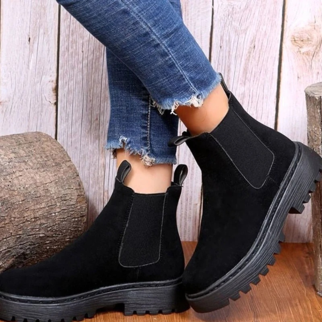 Caren | Damen Orthopädische Stiefeletten mit Plateau und elastischem Einsatz