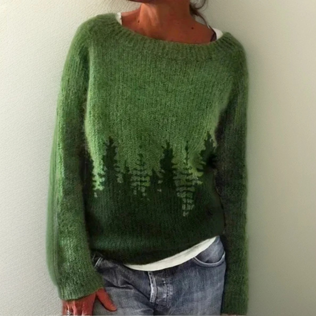 Carina | Damen Grüner Pullover Weihnachten