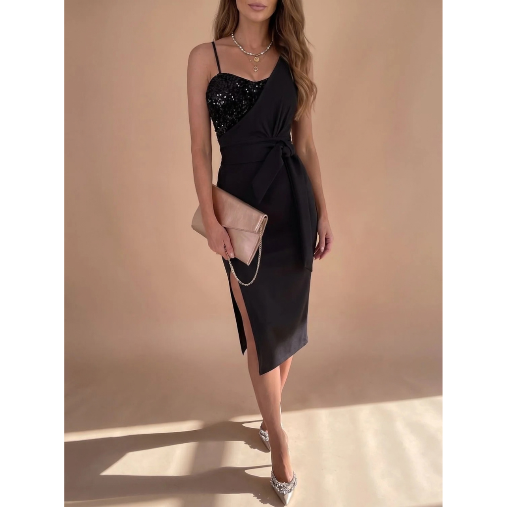 Carla | Damen Maxi Kleid mit Pailletten und besonderem Design
