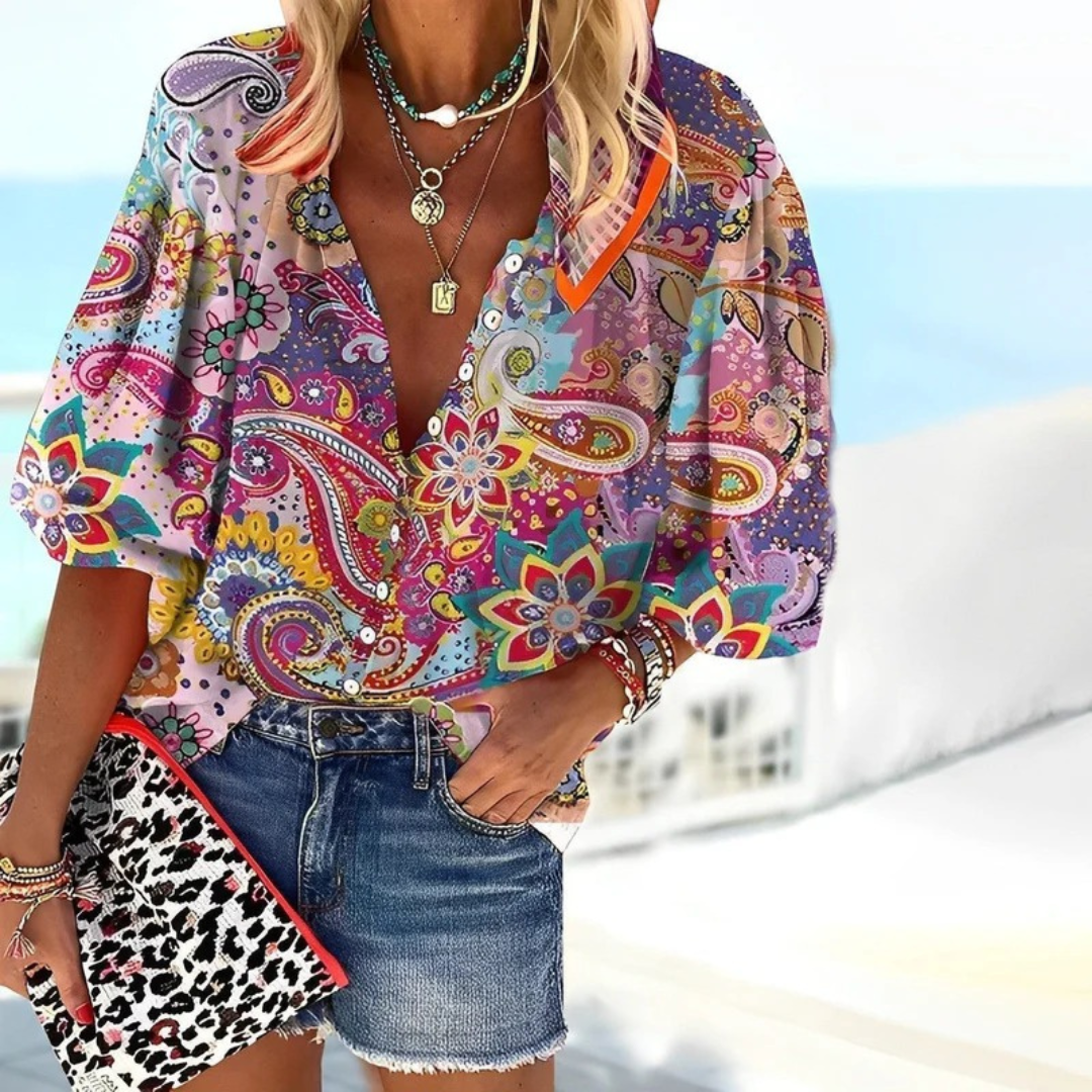 Carla | Damen Paisley Freizeit Bluse