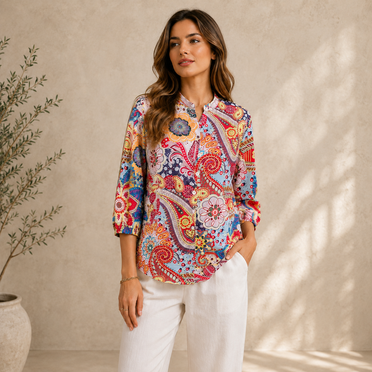 Carla | Damen Paisley Freizeit Bluse