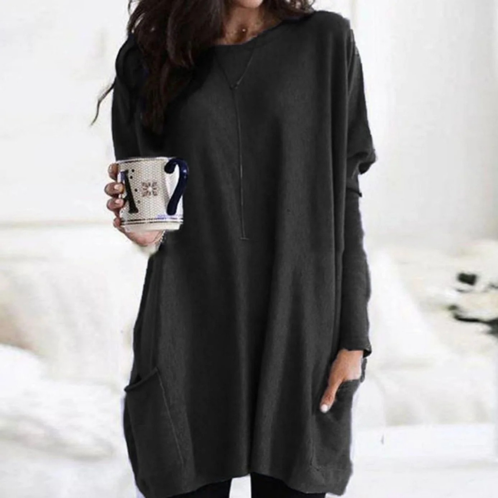 Carlotta | Damen Langer Pullover mit Zwei Taschen