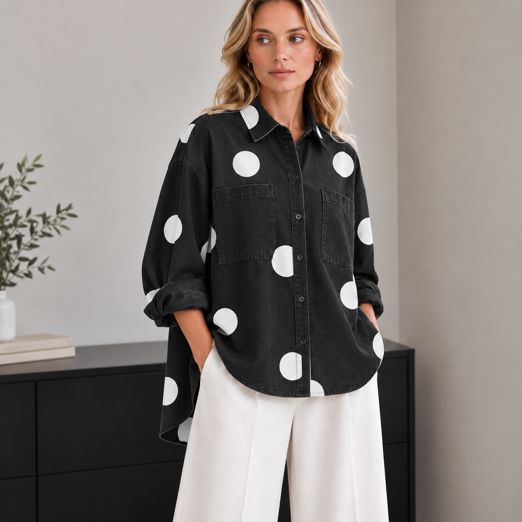 Carmen | Damen Oversized Bluse Mit Punkten