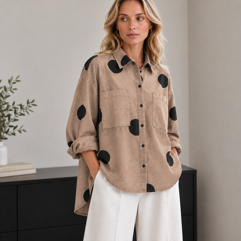 Carmen | Damen Oversized Bluse Mit Punkten