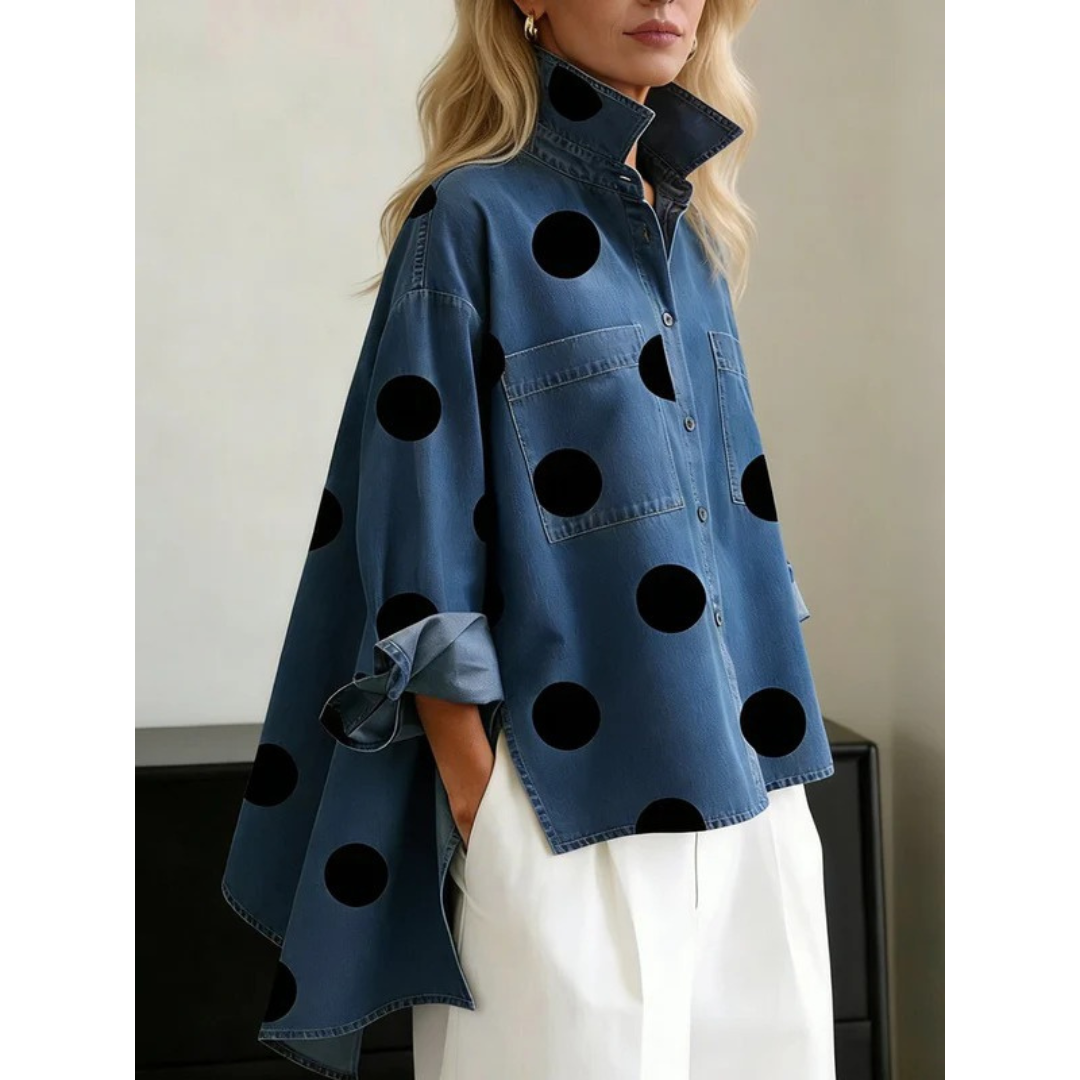 Carmen | Damen Oversized Bluse Mit Punkten