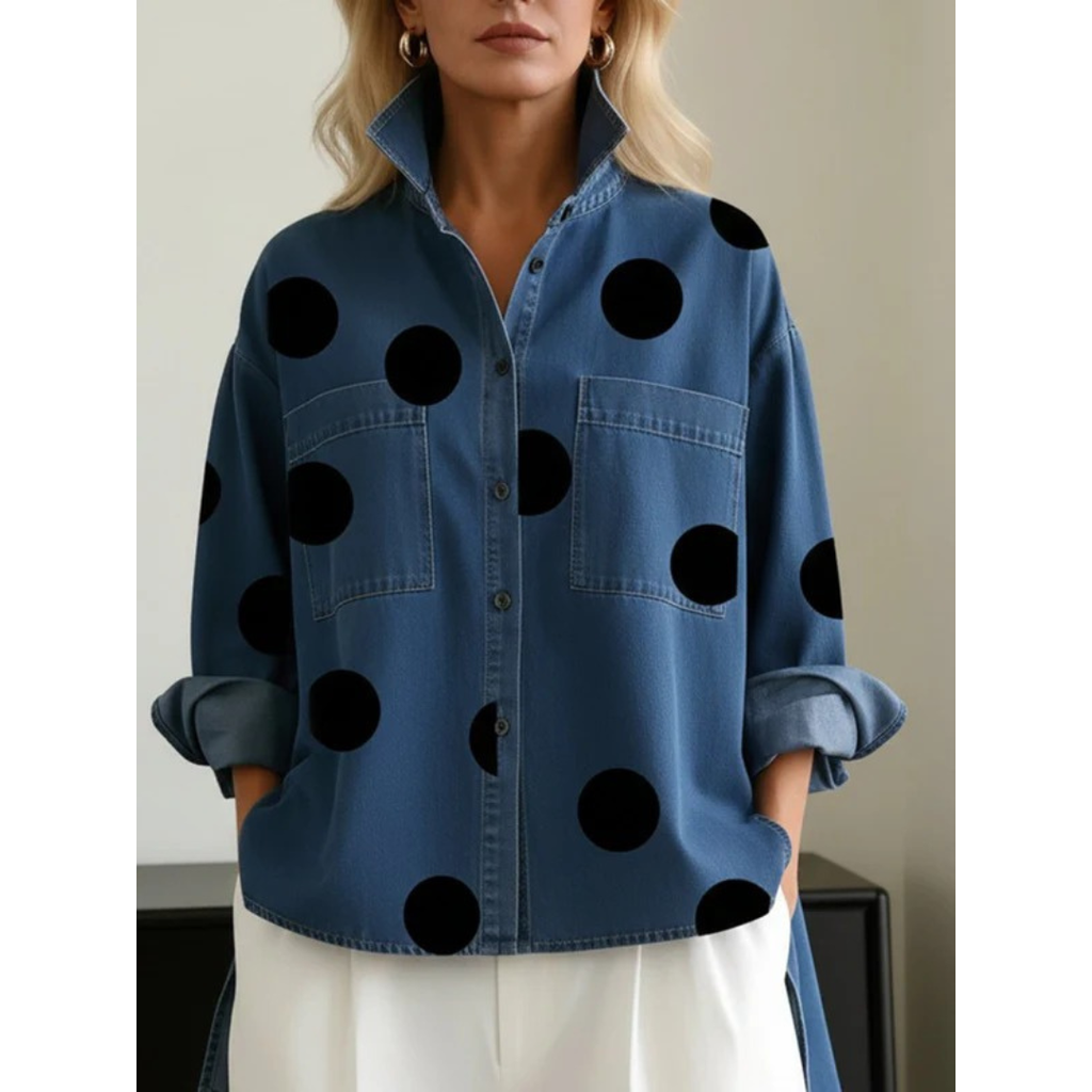 Carmen | Damen Oversized Bluse Mit Punkten
