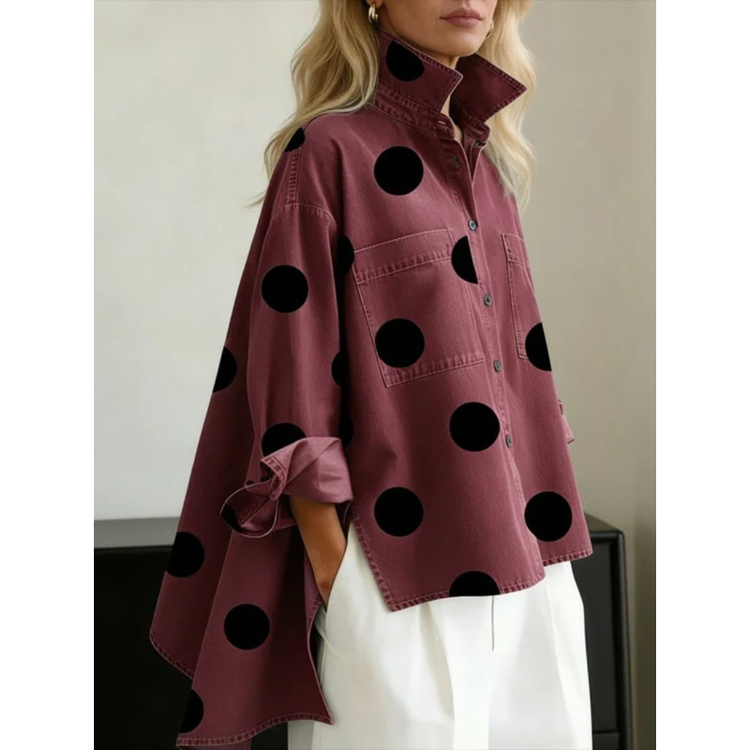 Carmen | Damen Oversized Bluse Mit Punkten