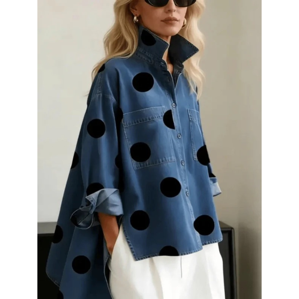 Carmen | Damen Oversized Bluse Mit Punkten