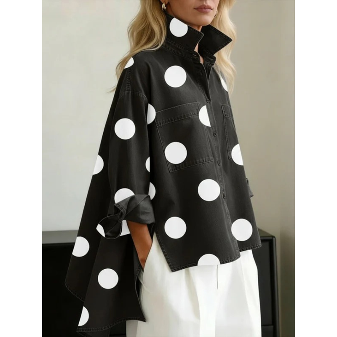 Carmen | Damen Oversized Bluse Mit Punkten