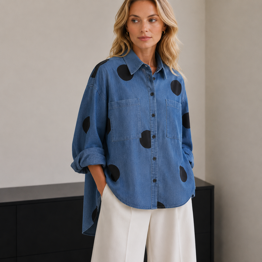 Carmen | Damen Oversized Bluse Mit Punkten