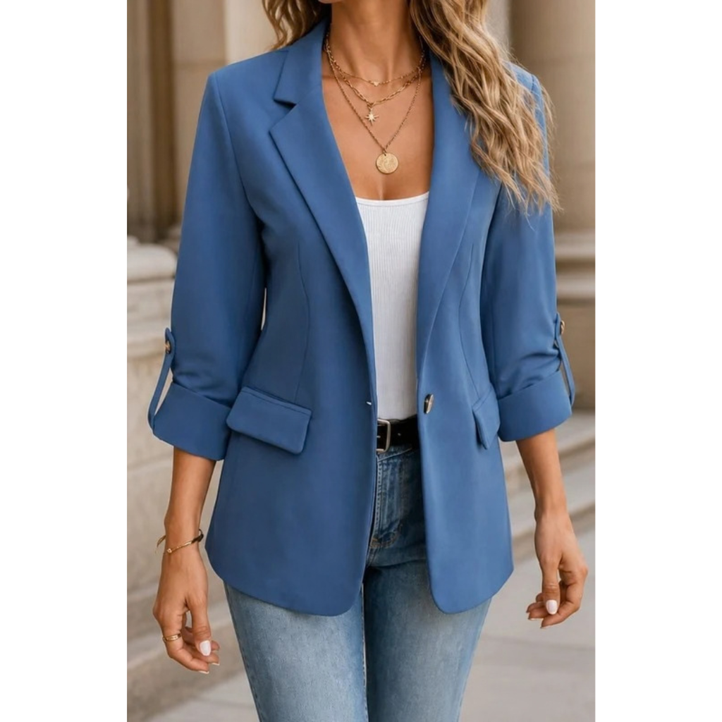 Carola | Damen Blazer mit Streifen, Manschetten und Langarm