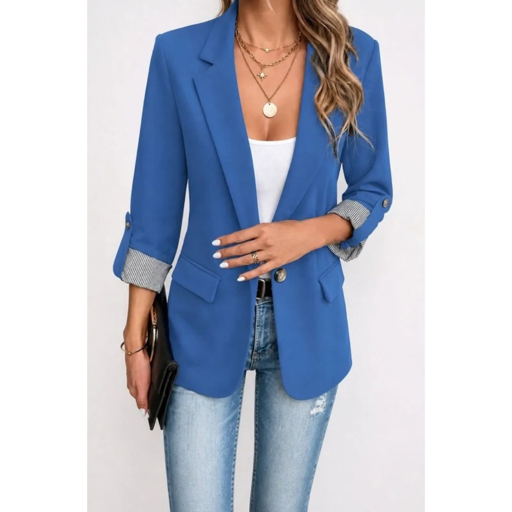 Carola | Damen Blazer mit Streifen, Manschetten und Langarm