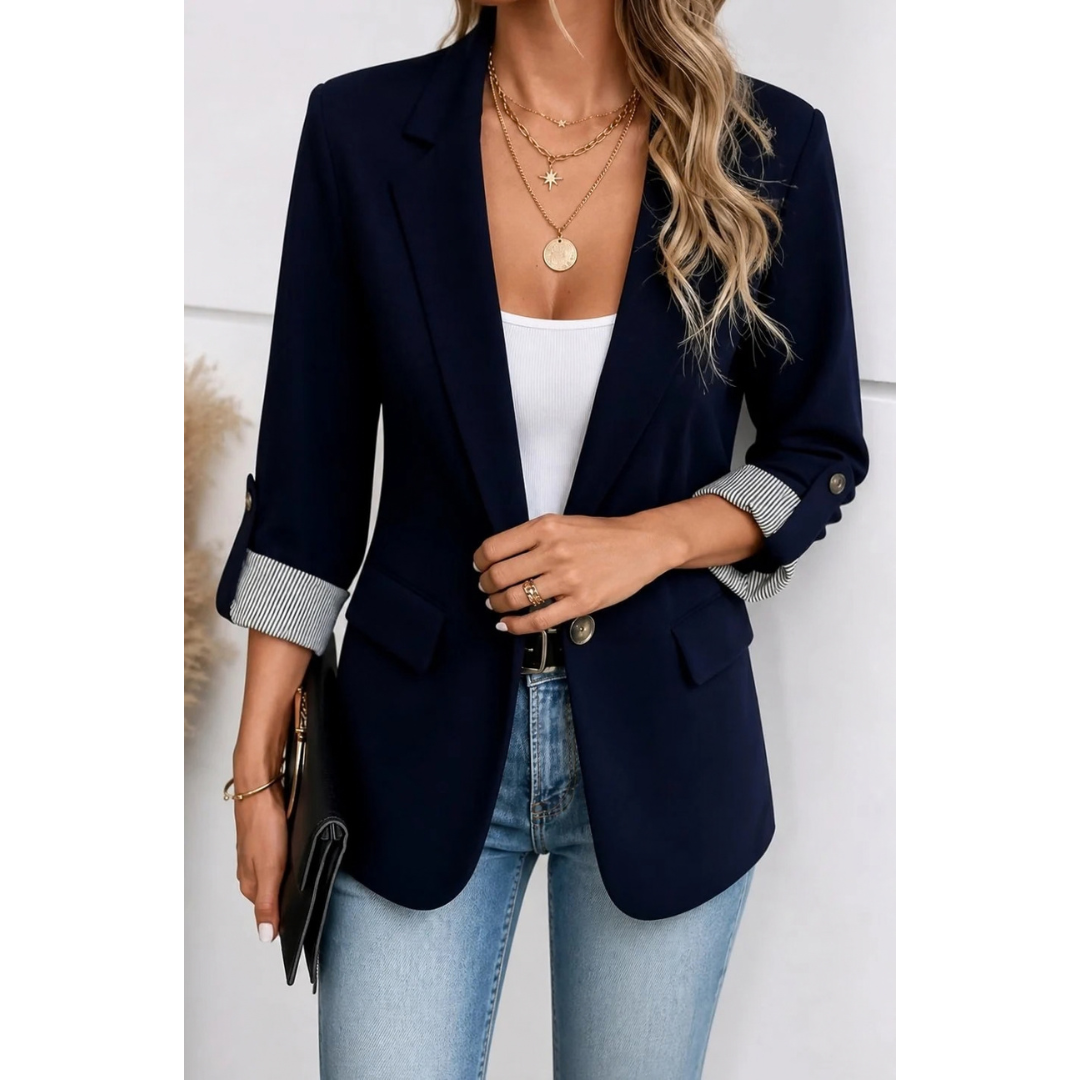 Carola | Damen Blazer mit Streifen, Manschetten und Langarm
