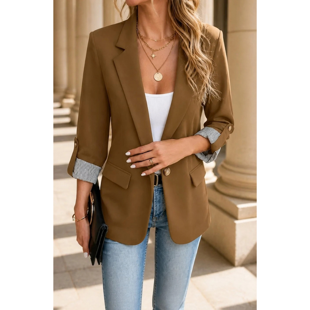 Carola | Damen Blazer mit Streifen, Manschetten und Langarm