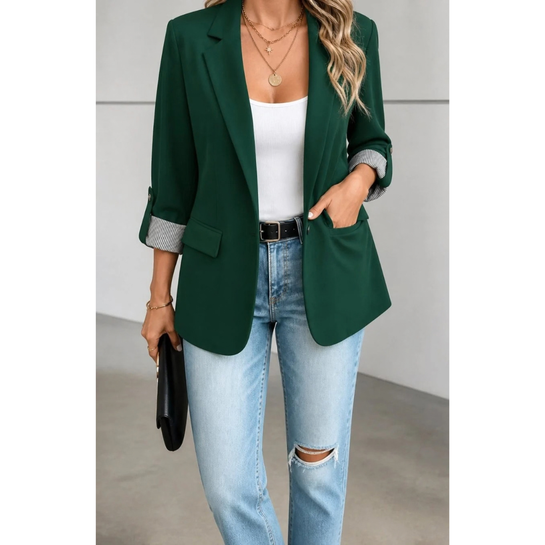 Carola | Damen Blazer mit Streifen, Manschetten und Langarm