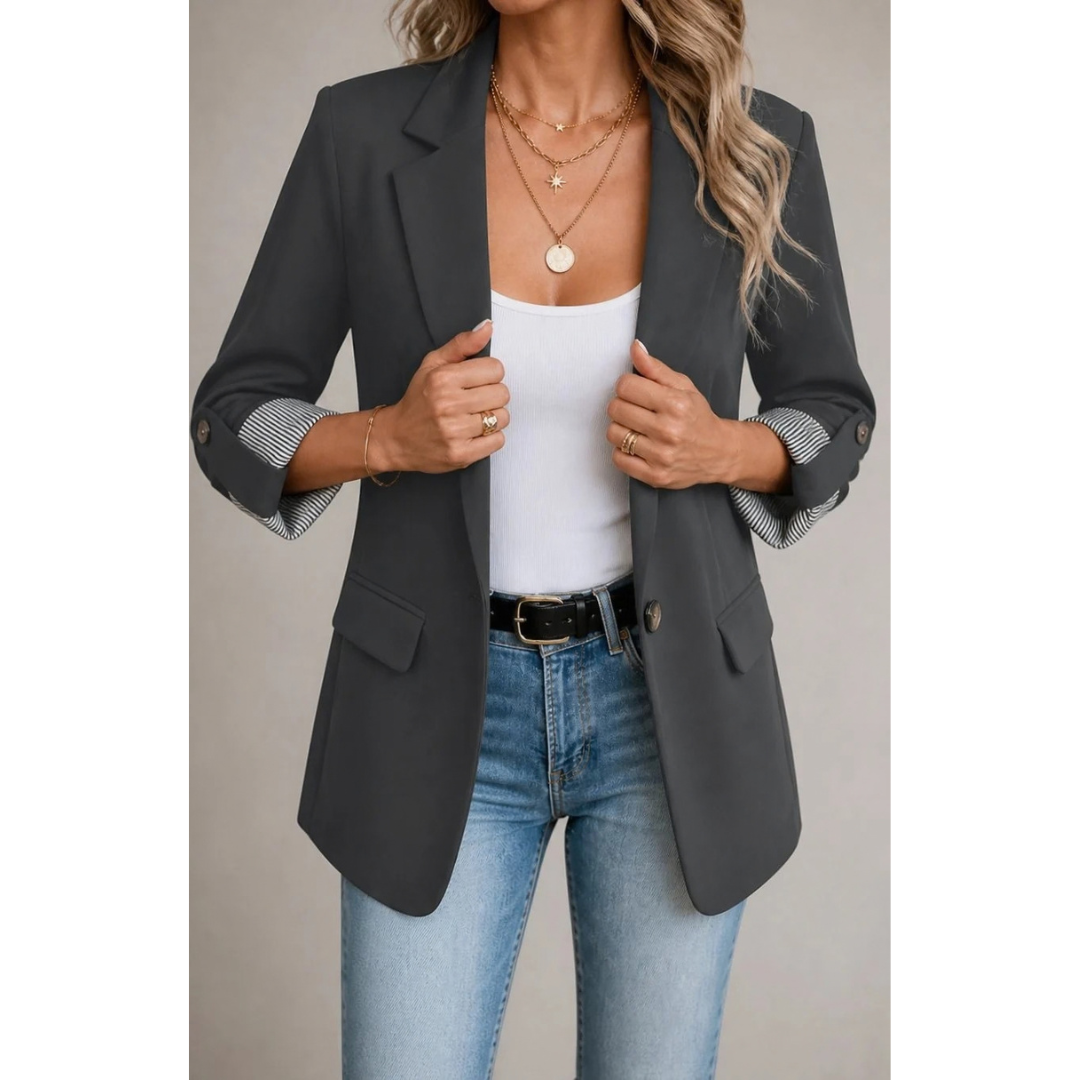 Carola | Damen Blazer mit Streifen, Manschetten und Langarm