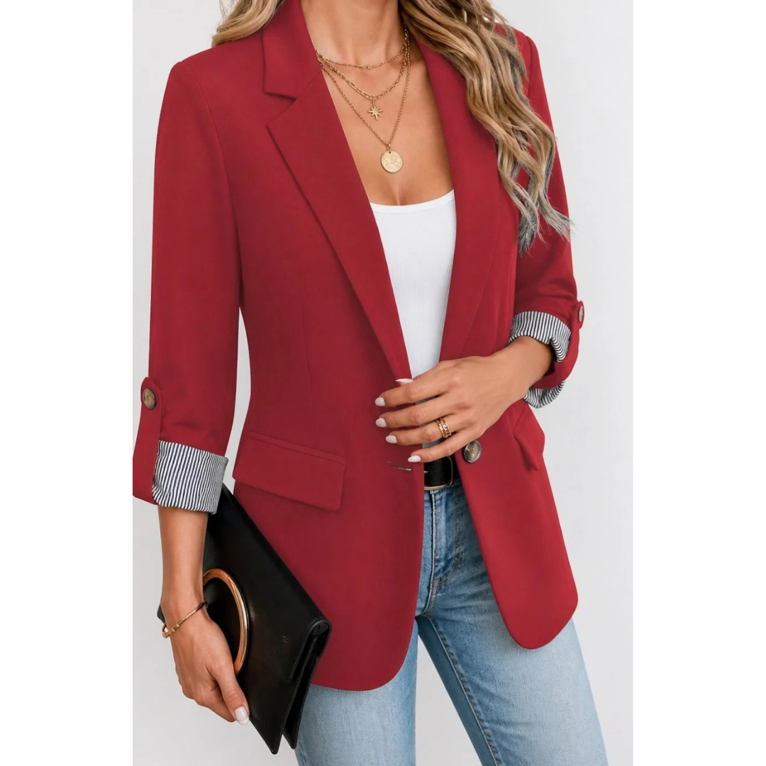 Carola | Damen Blazer mit Streifen, Manschetten und Langarm