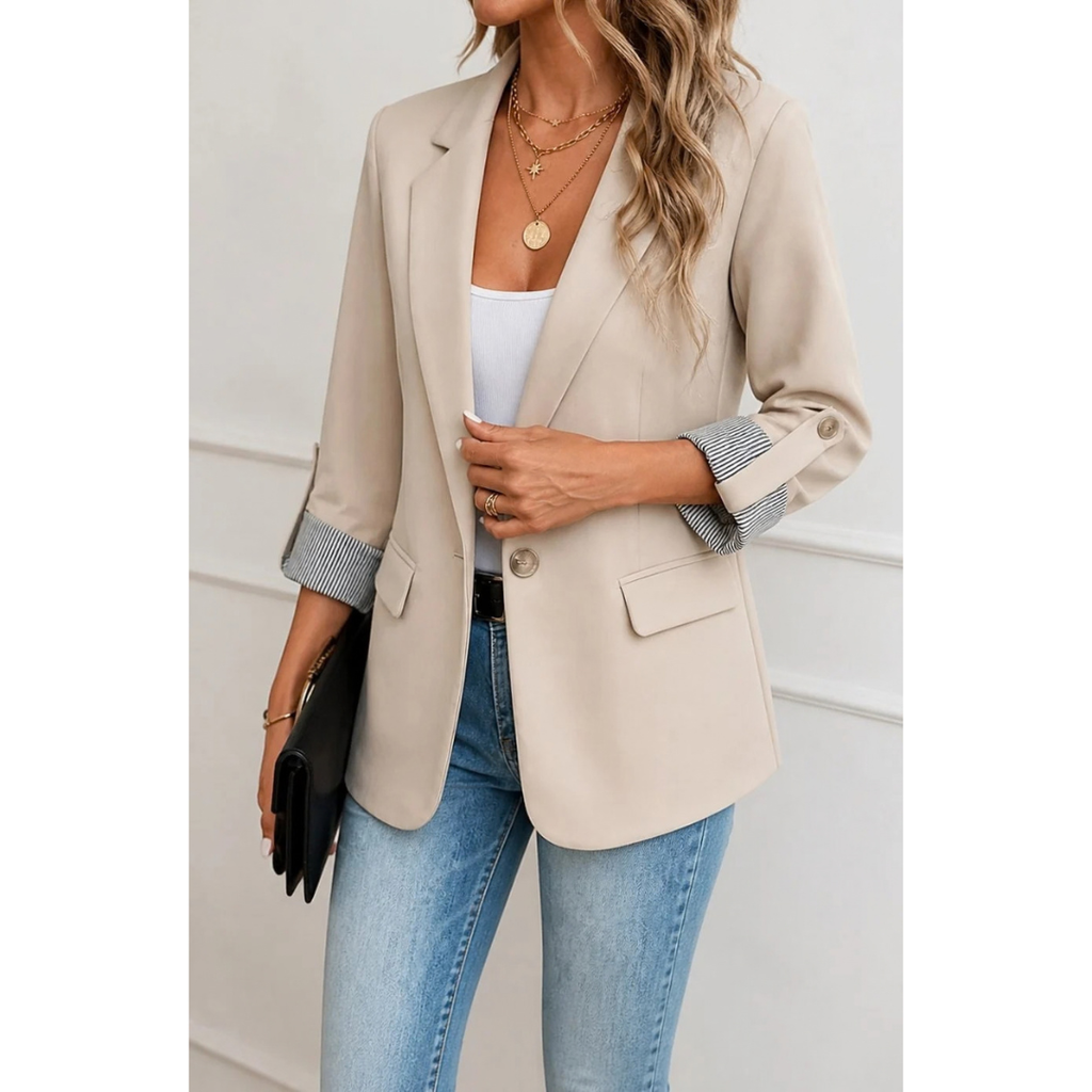 Carola | Damen Blazer mit Streifen, Manschetten und Langarm