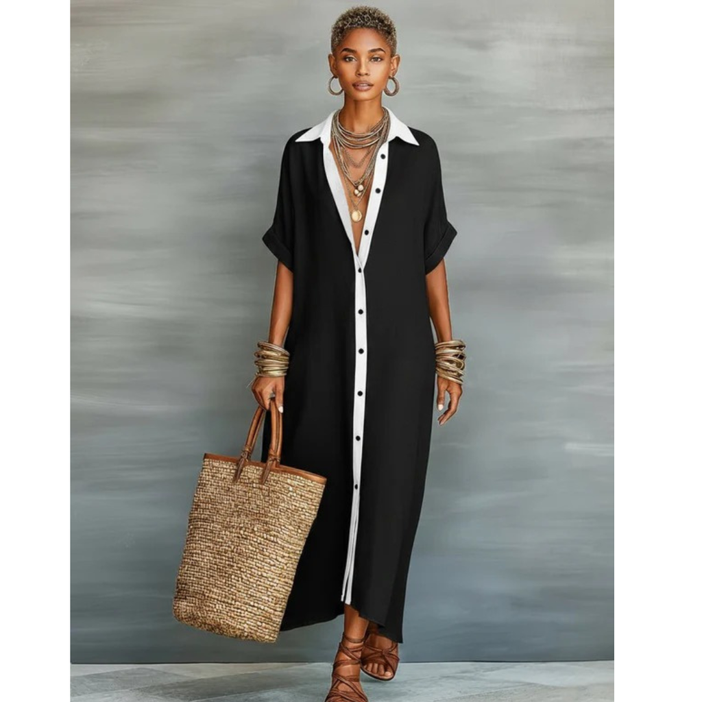 Carola | Damen Locker Leinen Maxikleid