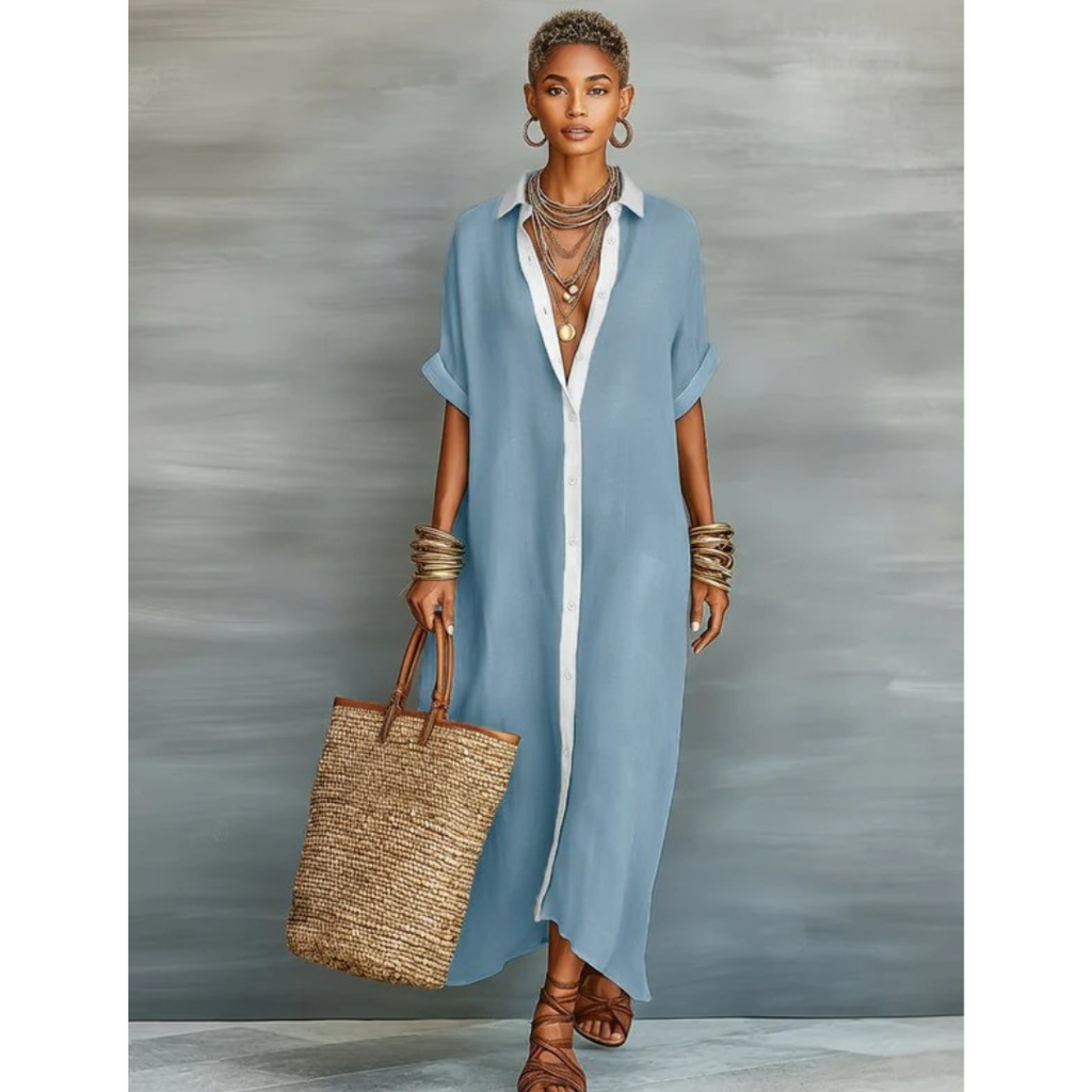 Carola | Damen Locker Leinen Maxikleid