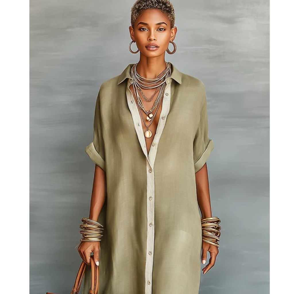 Carola | Damen Locker Leinen Maxikleid