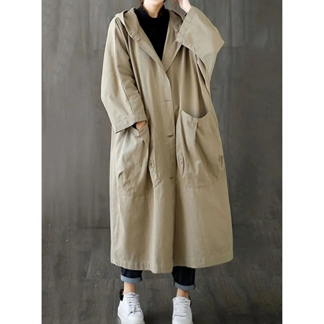 Carola | Damen Wasserdichte Regenjacke mit Kapuze und Großen Taschen