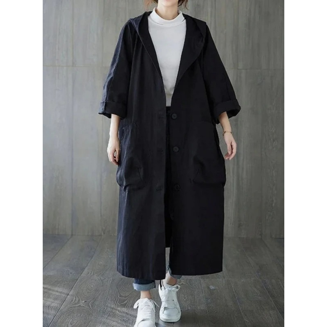 Carola | Damen Wasserdichte Regenjacke mit Kapuze und Großen Taschen