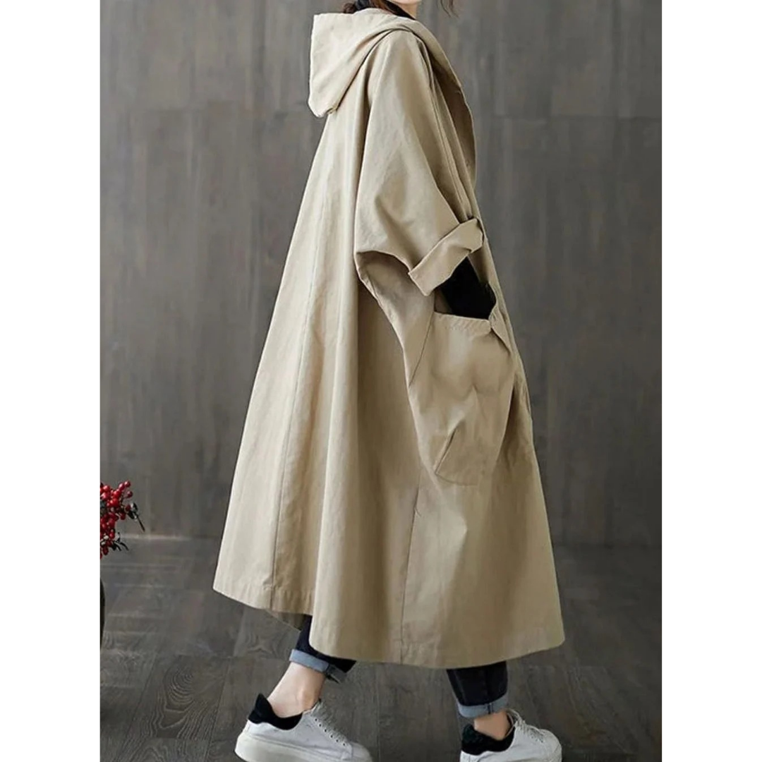 Carola | Damen Wasserdichte Regenjacke mit Kapuze und Großen Taschen