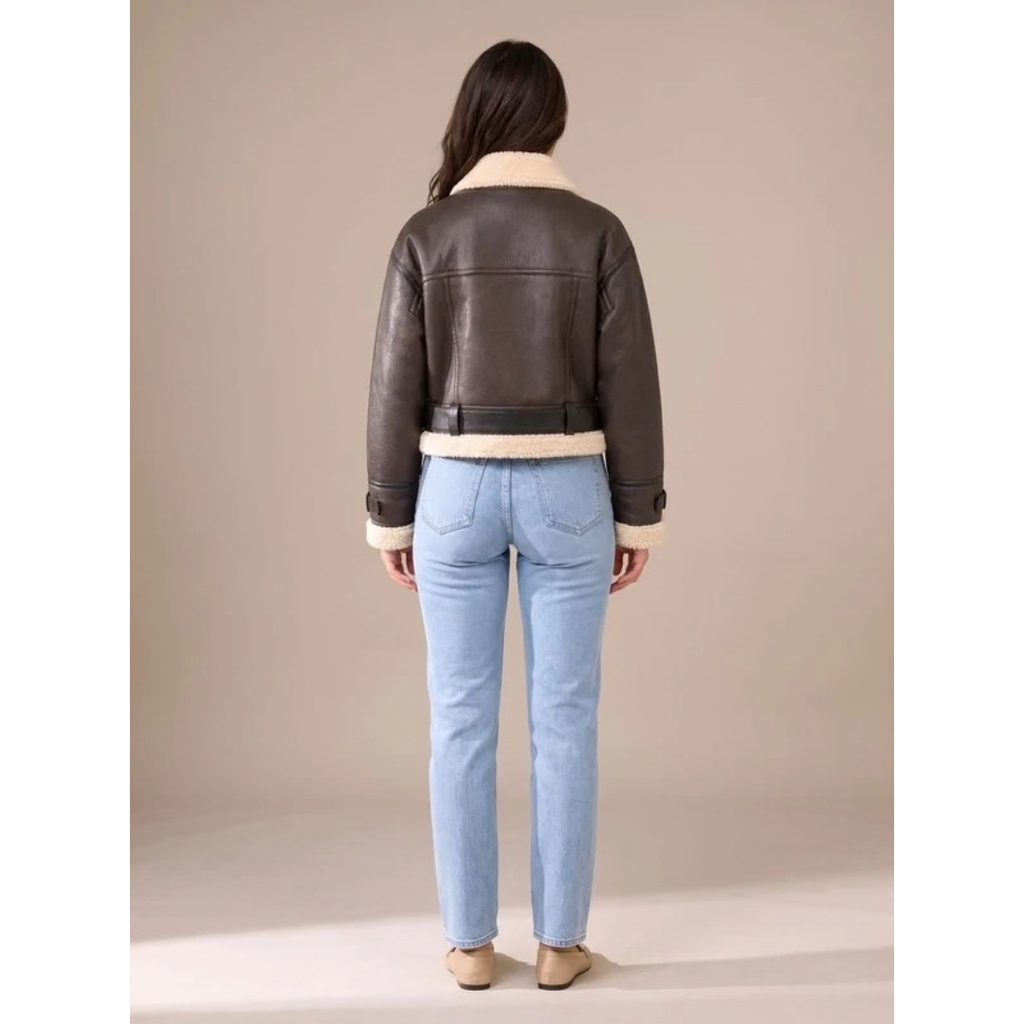Carola | Damen Winterjacke Kurz mit Gürtel und Taschen