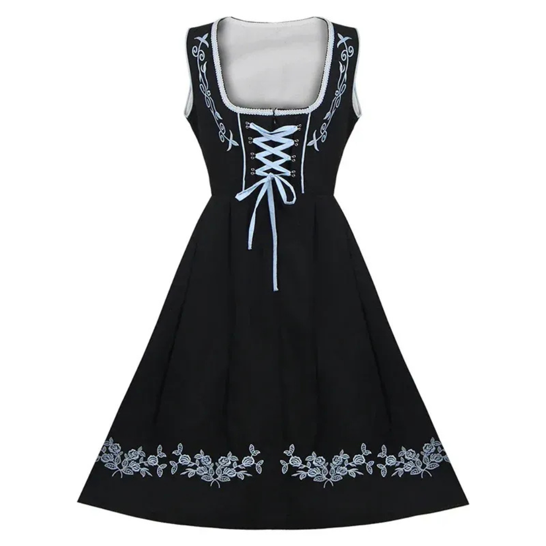 Carolin | Damen Blaues Oktoberfest Dirndl mit Stickerei