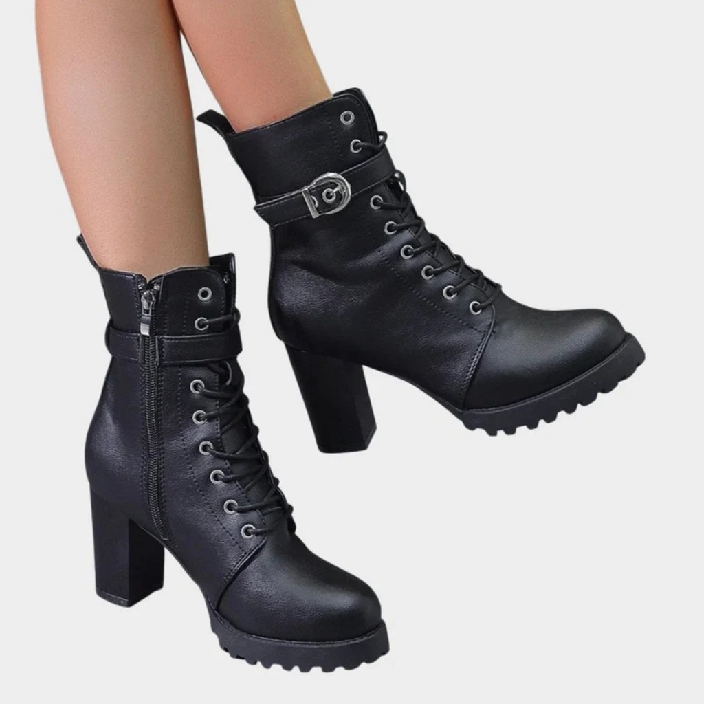 Caroline | Damen Orthopädische Stiefeletten mit Schnürsenkeln, Schnalle und Reißverschluss