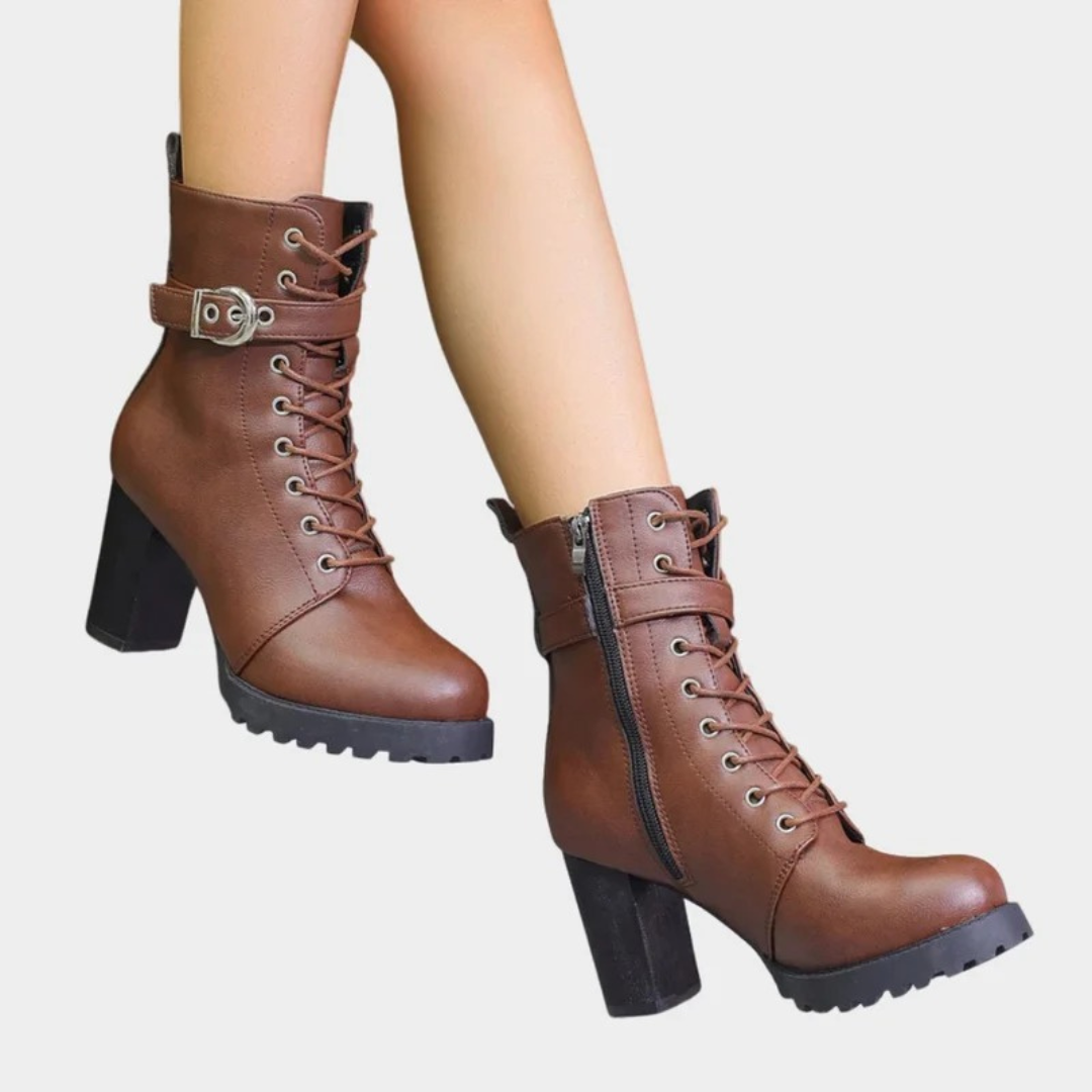 Caroline | Damen Orthopädische Stiefeletten mit Schnürsenkeln, Schnalle und Reißverschluss