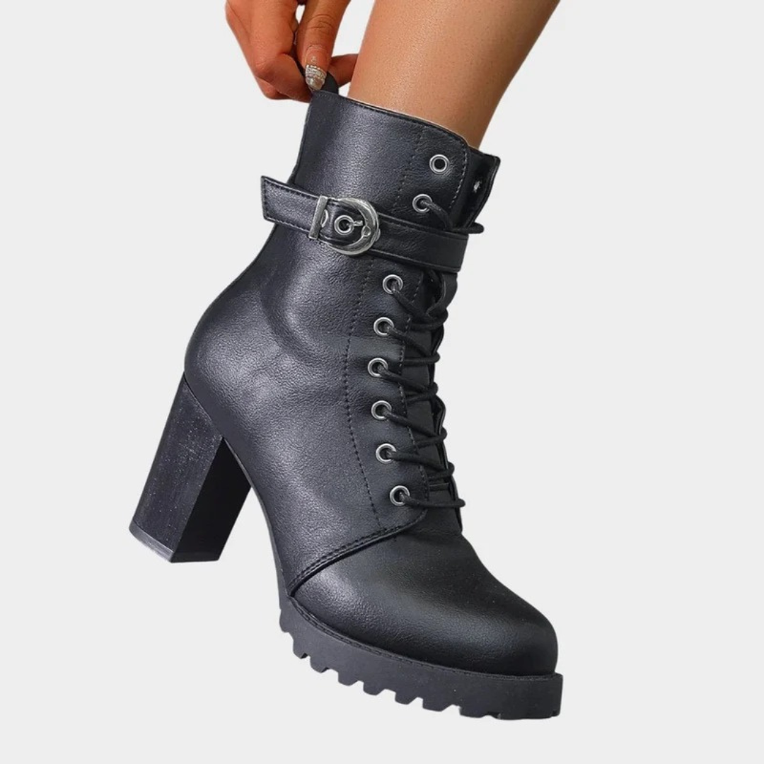 Caroline | Damen Orthopädische Stiefeletten mit Schnürsenkeln, Schnalle und Reißverschluss