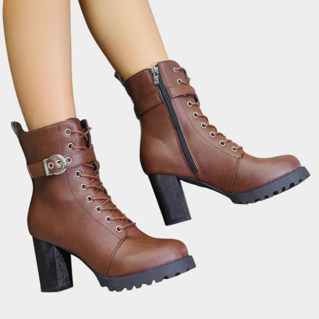 Caroline | Damen Orthopädische Stiefeletten mit Schnürsenkeln, Schnalle und Reißverschluss