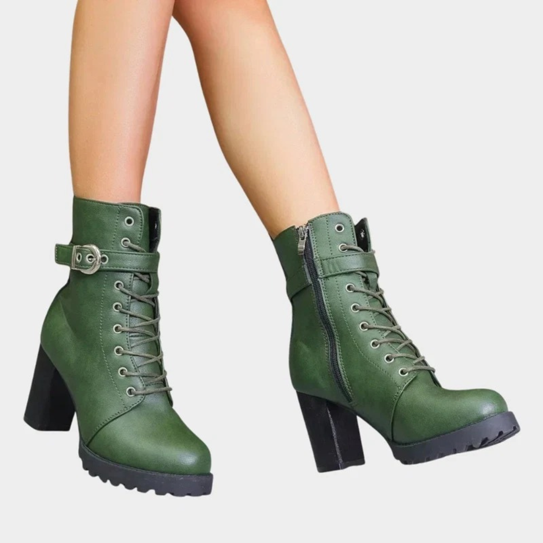 Caroline | Damen Orthopädische Stiefeletten mit Schnürsenkeln, Schnalle und Reißverschluss