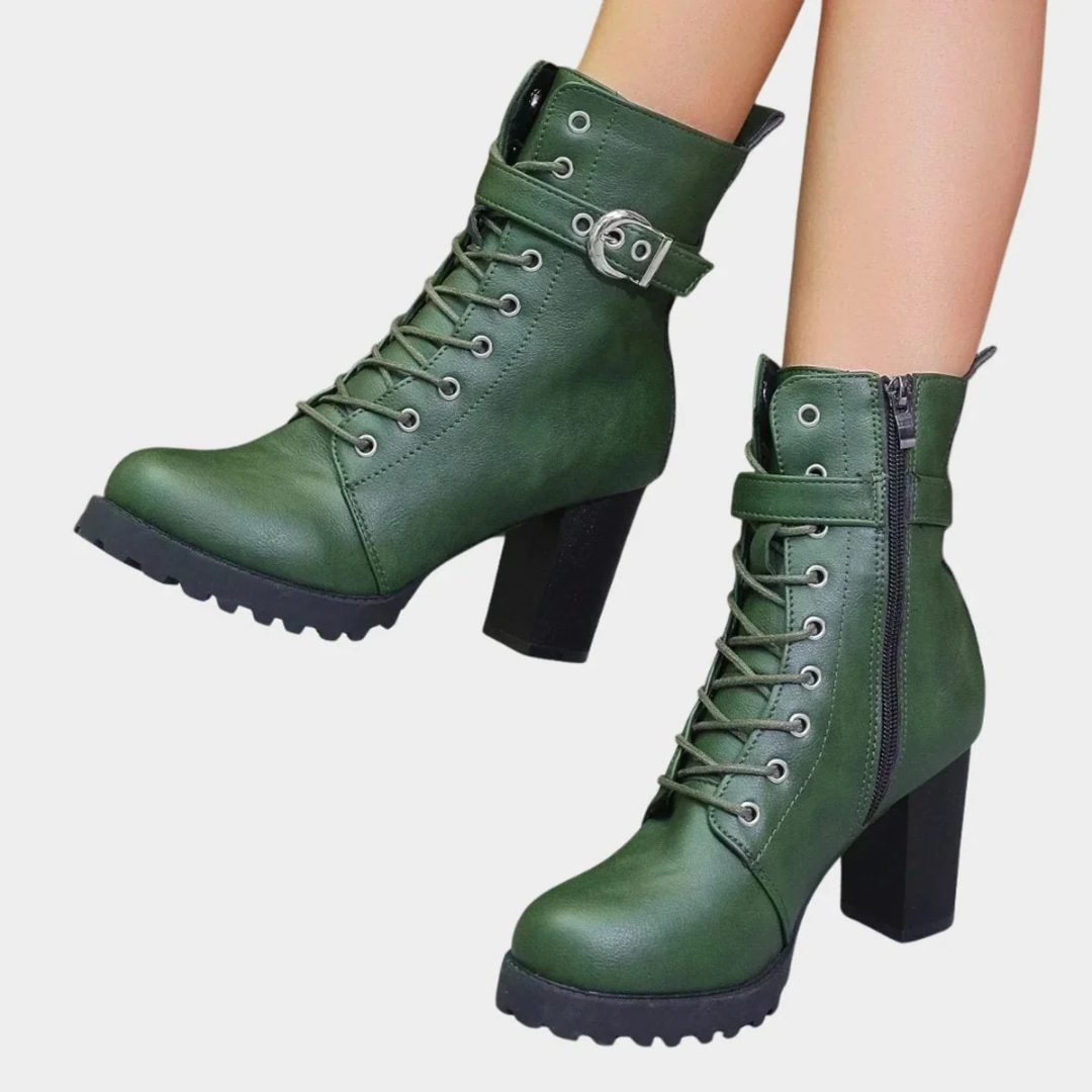 Caroline | Damen Orthopädische Stiefeletten mit Schnürsenkeln, Schnalle und Reißverschluss
